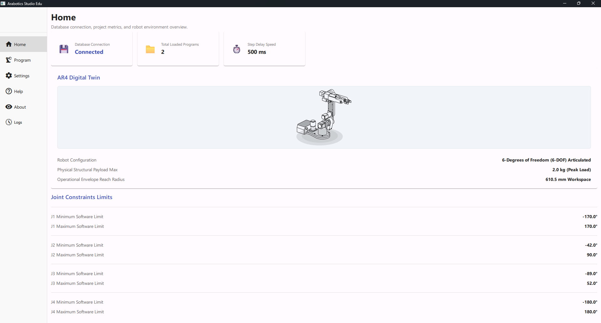 Arabotics Studio Home screen
