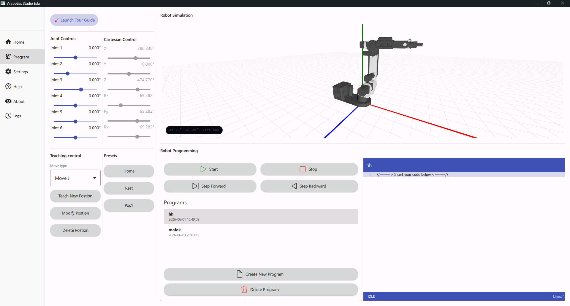 Arabotics Studio — Program view